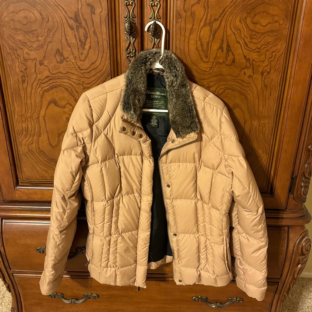 Beautiful Down Jacket with Faux Fur Trim